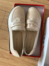 红蜻蜓女鞋妈妈鞋春季时尚真皮软底中老年女鞋浅口平底软面一脚蹬单鞋女 米白色WTB32527 40 实拍图