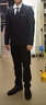 vocacool西服套装男修身青年正装职业装三件套结婚礼服上班面试学生外套 黑色两扣(西服西裤白衬衫黑领带) XL/115-130斤 实拍图