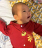 婧麒宝宝拜年服连体衣服冬装夹棉百日宴满月红色新生婴儿过年 福兔贺岁【四季款】 59cm 实拍图