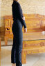 娜尔思（NAERSI）花瓣型半高领针织衫女新款长袖打底内搭上衣 黑色 44/XXL 晒单实拍图