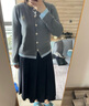 独束大码女装学院风撞色假两件针织衫女春装新款经典圆领学院风 城堡灰 L (尺码：2) 实拍图