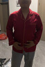 浪莎红色结婚情侣睡衣女春秋季两套冰丝长袖裤本命年男家居服套装礼盒 爱心红/双长款（礼盒装） 2XL 男单套【建议体重140-160斤】 实拍图