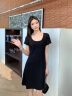 Calvin Klein Jeans夏季女士时尚优雅螺纹提花黑色圆领T恤连衣裙J221674 BEH-太空黑 XS 晒单实拍图