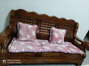 丰收日 家纺 毛绒坐垫沙发垫椅子垫单双人三人可拆洗红木实木沙发垫 粉玫瑰 52*150三人 实拍图