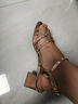 ZHR则则粗跟凉鞋女夏复古方头女鞋时尚细带水钻高跟鞋子女 BL161 香槟36 实拍图