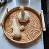 佳亿厨连 日式编织篮家用面包篮藤编托盘下午茶餐具双耳糖果盘水果点心篮 木手柄果篮中号 实拍图