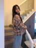 千年马旷野美拉德加绒睡衣女秋冬季珊瑚绒格子可外穿家居服法兰绒套装 咖蓝格67275 165(L) 建议体重105-125斤 实拍图