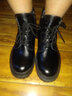 井迈【牛皮】真皮马丁靴男高帮皮鞋英伦中帮男士工装秋冬款黑色皮靴潮 黑色6孔中帮拉链【四季款】 43 标准码 实拍图
