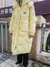 雅鹿品牌长款羽绒服女长过膝新款冬季加厚保暖时尚宽松鸭绒连帽外套 黄色 XL （推荐175-200斤） 实拍图