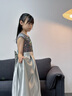 衣诺坊儿童礼服女童长裙演出服主持人表演舞蹈裙 灰色：缎摆长裙 140cm 实拍图