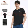 骆驼（CAMEL）运动T恤透气健身衣跑步体恤宽松速干衣短袖上衣夏 J0S1V6926-1，黑色，女款 L 实拍图