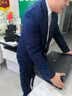 罗蒙 西服男士休闲西装男套装外套修身伴郎新郎结婚商务职业正装衣服 藏青双扣(上衣+裤子+衬衫+领带) 5XL /195【175-190斤】 实拍图