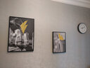 轩棠树 餐厅装饰画现代简约饭厅挂画餐厅墙面装饰壁画北欧饭厅厨房墙画新中式电表箱挂画带钟表 02款 小套（左50*70右50*35+钟表）布艺画黑色框 实拍图