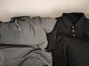 真维斯（Jeanswest）短袖t恤男夏季冰丝透气速干Polo领上衣大码青年港风复古宽松衣服 黑色(纯色) 3XL (建议175-195斤左右) 实拍图