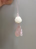 持为 手机挂件玉坠挂饰短款中国风手工编挂绳玉石个性创意菩提挂坠吊坠女手机链金色知了葫芦紫色绿玉髓钱袋 福禄双全-粉玉髓 实拍图