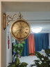 迪高挂表美式双面挂钟两面客厅侧钟表欧式吊钟时钟挂墙新中式墙上壁钟 黄色 实拍图