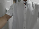 纳维凯尔意大利小帆船纯棉短袖衬衫男士透气夏装薄款撞色领白衬衣职业正装 漂白 L /40 实拍图