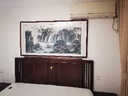 迅典山水画客厅办公室挂画手绘国画沙发背景墙装饰画风水画靠山图字画 源远流长 圆角红木色 实木带框83*163厘米 实拍图