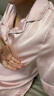红豆居家冰丝睡衣女夏季短袖开衫套装女士家居服仿真丝睡衣樱花粉175/96A 实拍图