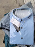 罗蒙（ROMON）纯色休闲衬衫男长袖秋季修身免烫黑衬衣正装棉质白衬衫外套中青年 829蓝色 【加厚】 加绒 2XL 参考140-155斤左右 实拍图