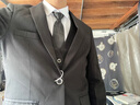 花花公子西服男休闲西装男士西服套装外套伴郎新郎商务休闲正装衣服三件套 一扣黑色西服+西裤+马甲+衬衫 L 实拍图