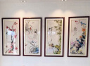 紫腾随轩梅兰竹菊挂画新中式四联壁画中国风四条屏客厅沙发背景墙画装饰画 图1 60*120cm*4红木色实木框 实拍图