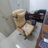曙光童年真皮老板椅商务按摩大班椅实木办公椅可躺升降转椅家用椅子电脑椅 卡其色+搁脚 纳帕皮 实拍图