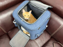 贝尼宠 猫包外出 猫背包双肩外出大号太空舱透明透气网格装猫书包 猫包蓝色大号带支撑20斤内 实拍图
