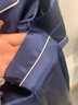 有趣熊睡衣男春秋夏季男士丝绸大码仿真丝春秋长裤简约休闲家居服套装秋 NSLQ-【半袖长裤】-维蜜丝-藏青 男-XXL(172-180cm，140-160斤) 实拍图