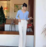 梵乔希品牌微喇休闲裤女薄款夏季新款时尚高腰垂感显瘦白色喇叭裤 白色 30码 晒单实拍图