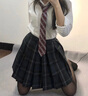 amber heey纯欲黑丝jk制服夏裙正套装全套甜美格裙学院风半身裙学姐百褶裙女 碳灰+短袖衬衫+领带+黑丝 M 实拍图