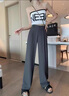 FitonTon灰色西装阔腿裤女秋冬款潮流气质高级感休闲裤垂感宽松西裤M 实拍图