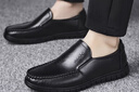 稻草人商务休闲鞋男士头层牛皮鞋男正装鞋懒人套脚大码鞋 185 黑色 44 实拍图