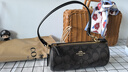 COACH蔻驰女包包奢侈品大牌圆筒包女士经典双C印花单肩手提包 深棕色配黑色CP475IMAA8 实拍图