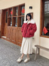 茵曼2025冬季女新款羽绒服女时尚复古兔毛领装肌理保暖面包外套上衣 复古红 S 155-162cm /95-110斤 实拍图