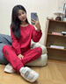 花璃璐秋冬季100%纯棉睡衣女长袖红色甜美宽松春秋款家居服女套装可外穿 HLL-5893【100%纯棉】 M【适合80-100斤】 实拍图