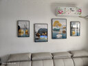 好久不见客厅装饰画现代简约沙发背景墙壁画轻奢大气四联组合挂画 石来运转(含挂钟) 中组合(建议2.5-3米墙)金属黑框 实拍图