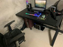 元优 电脑桌家用台式桌现代简约环保烤漆书桌电竞游戏桌书房写字桌子 黑+黑玻璃（不带键盘托） 长100*宽60*高75cm 实拍图