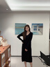 对白【杜鹃同款】法式针织连衣裙女秋冬2025新款显瘦内搭毛衣长裙 静谧黑 S 实拍图