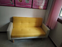 欧柏盛布艺沙发床简约新款科技布猫爪皮双三四人可折叠客厅小户型出租房 黄色+米白(亲肤棉麻布) 两人位 1.4m *宽0.95米）+抱枕 实拍图