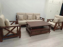 思美琢美式乡村实木桃花心木沙发布艺风格小户型客厅复古家具实木沙发 三人位 实拍图