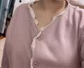 猫人女士睡衣女秋季棉质家居服女长袖开衫纯色花边睡衣套装紫色XL 实拍图