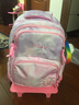 花迹（HUAJI）小学生拉杆书包 1-3-6年级女生儿童书包护脊6-12周岁女孩减负防水 紫色库洛米 6轮爬楼梯送挂件 实拍图