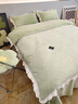 雅鹿公主风冬季牛奶绒四件套双面加厚珊瑚绒宿舍加绒被套床单床上用品 初见-豆绿【花边款牛奶绒】 1.8m 床单款 四件套-被套200*230cm 实拍图