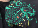 简拓（JIANTUO）中国风龙纹刺绣纯棉加绒连帽卫衣男秋冬绣花暖和宽松男士卫衣 T340黑色 L码（适合120斤-135斤） 实拍图