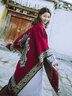 鑫豪睿围巾女秋冬季保暖民族风女士加厚两用空调披肩外搭红色古风斗篷式 腰果花酒红色 均码 实拍图
