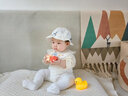 李晨曦（Lichenxi）婴儿帽子春秋季薄款款男童女宝宝渔夫帽防晒遮阳公主儿童太阳盆帽 白色 蝴蝶结可调节大小 均码 适合3-24个月帽围40-50CM 实拍图