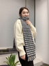 浩冠 围巾女秋冬季保暖针织学生围脖披肩韩版毛线流苏撞色千鸟格围巾 千鸟格黑色 实拍图