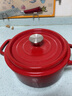 铁工房 珐琅铸铁锅搪瓷汤锅家用炖锅蒸锅燃气电磁炉通用锅具 经典炖锅（红色）- 22cm 实拍图