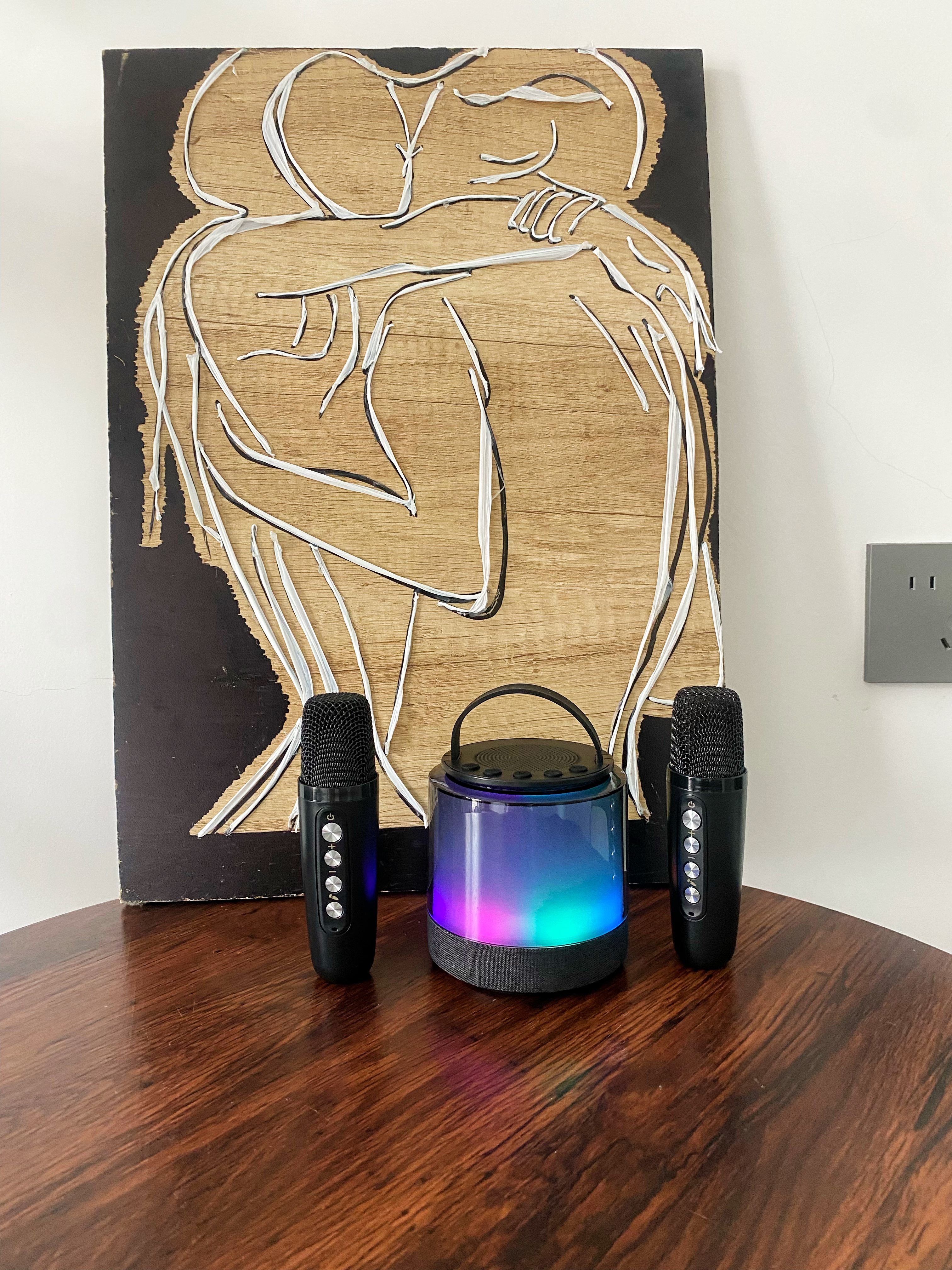 wortley柏林竞争之声蓝牙音箱家用无线k歌音响话筒麦克风户外唱歌小型家庭ktv小度智能 单麦版【油彩白】四核大音量【智能修音】小度语音点歌 实拍图